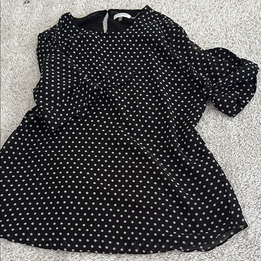 Calvin Klein Black Blouse with White Dots